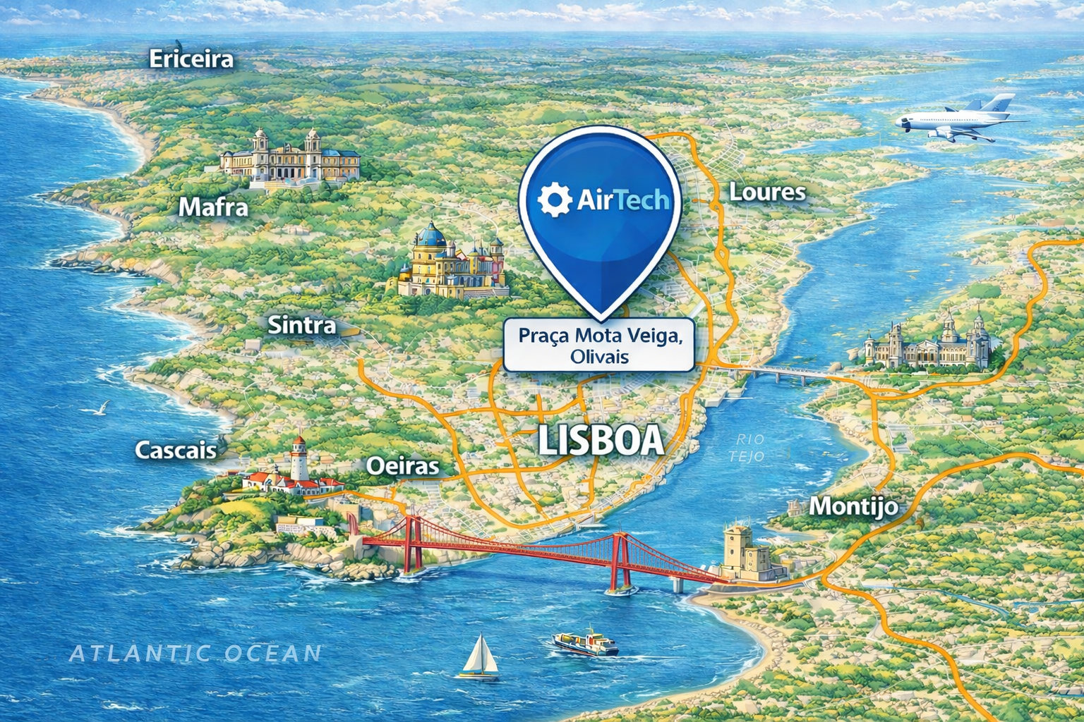 Mapa de cobertura AirTech — Lisboa e área metropolitana